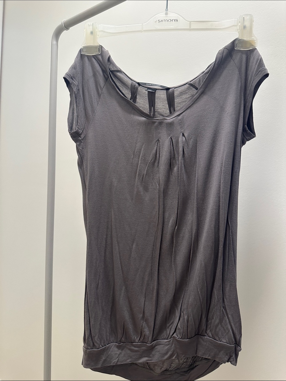 Club Monaco Gray Pleated Cap-Sleeve top